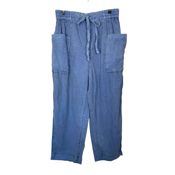 FREE PEOPLE Be The Change Slouch Pants In Blue Metal Size Small - Picture 1 of 11